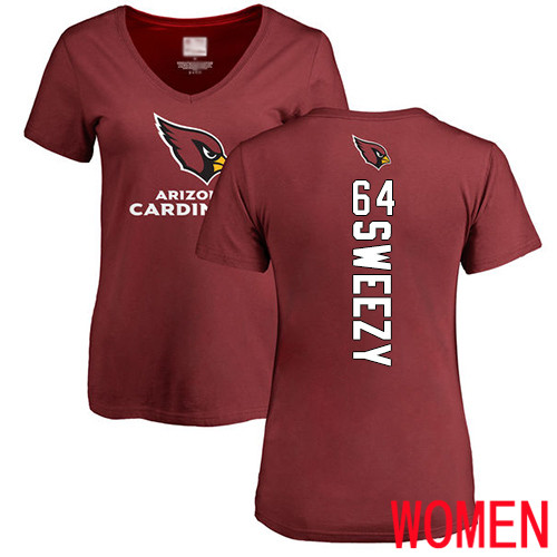 Arizona Cardinals Maroon Women J.R. Sweezy Backer NFL Football #64 T Shirt